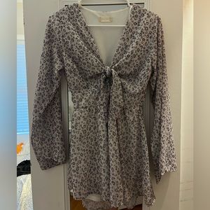 Altar’d State Purple & White Leopard Front Tie Romper